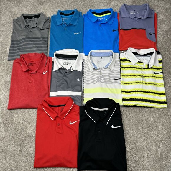 Nike Dri-Fit Golf Polo Shirts Men's Size Medium LOT OF 10 Stretch Performance - Picture 1 of 16